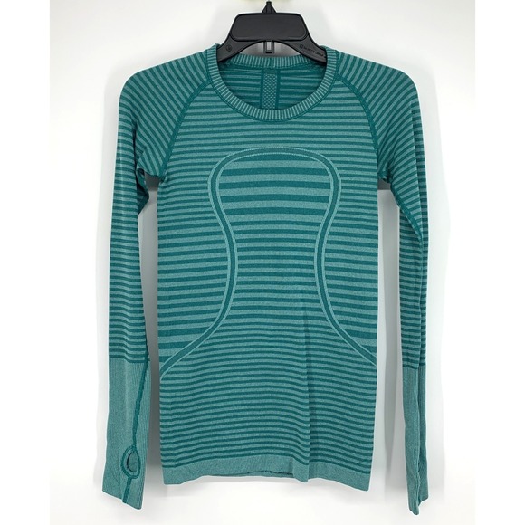 lululemon athletica Teal Striped Long Sleeve Top - Picture 2 of 13